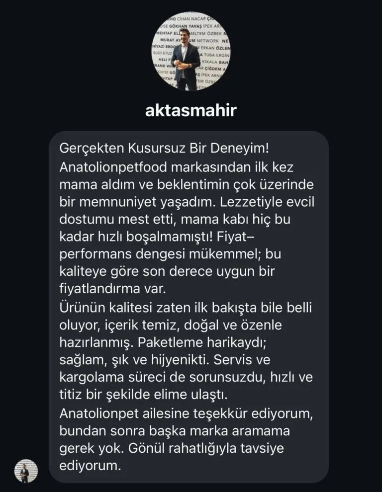 Anatolion Pet Foods - Müşteri Yorumları