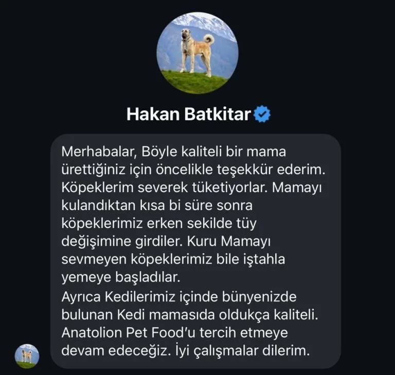 Anatolion Pet Foods - Müşteri Yorumları