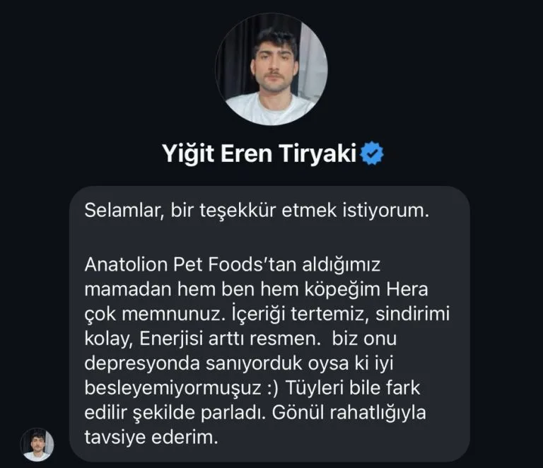 Anatolion Pet Foods - Müşteri Yorumları