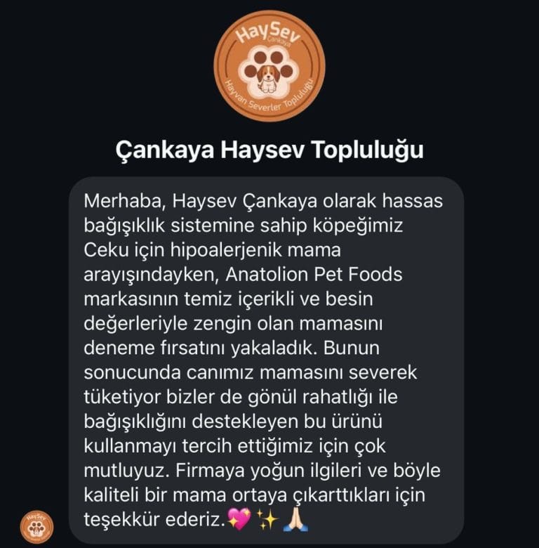 Anatolion Pet Foods - Müşteri Yorumları