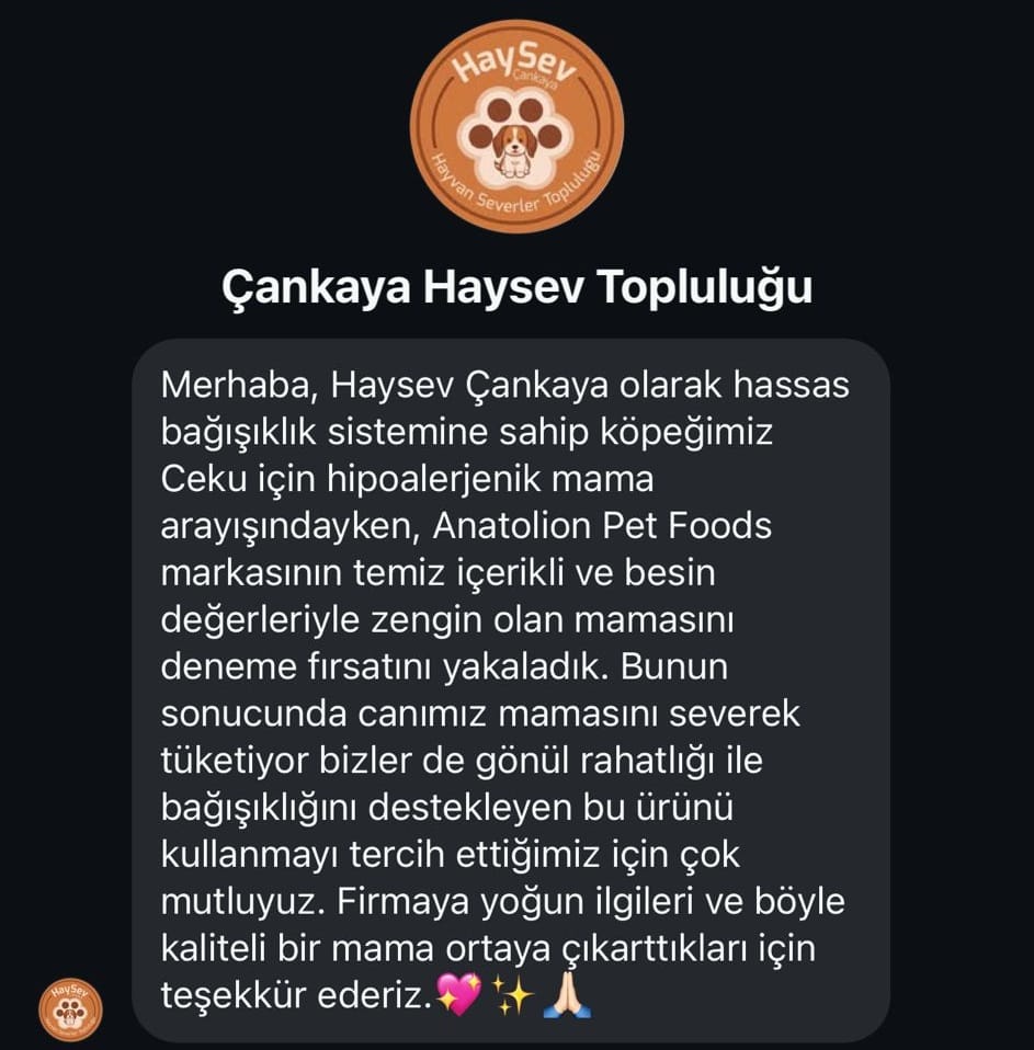 Anatolion Pet Foods - Müşteri Yorumları