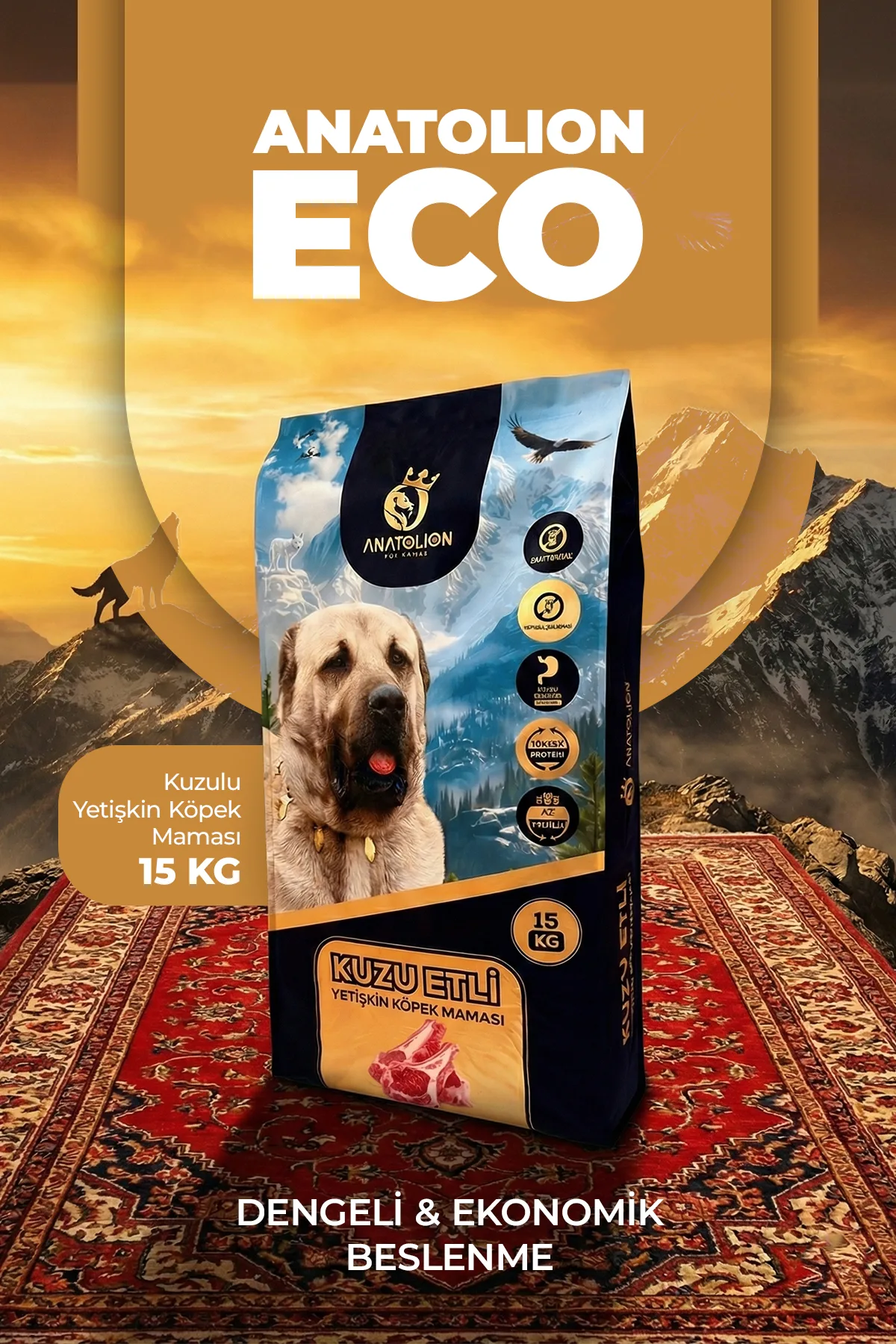Anatolion Eco Kuzu Etli Yetişkin Köpek Maması 15 Kg