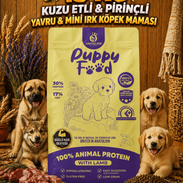 Anatolion Yavru Eklem Destekli Kuzu Etli ve Pirinçli Super Premium Puppy Köpek Maması 15 Kg