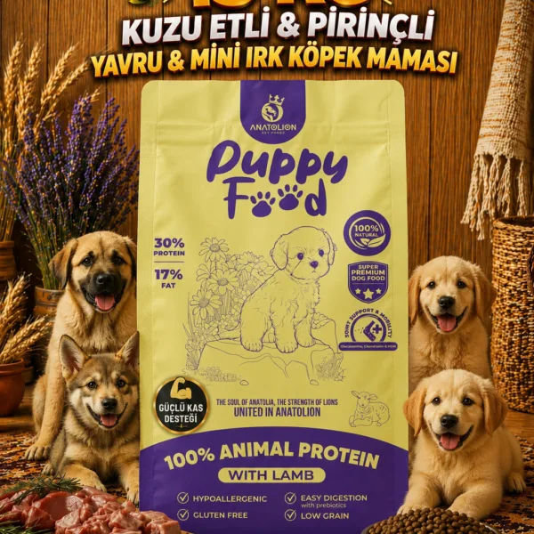 Anatolion Yavru Eklem Destekli Kuzu Etli ve Pirinçli Super Premium Puppy Köpek Maması 15 Kg