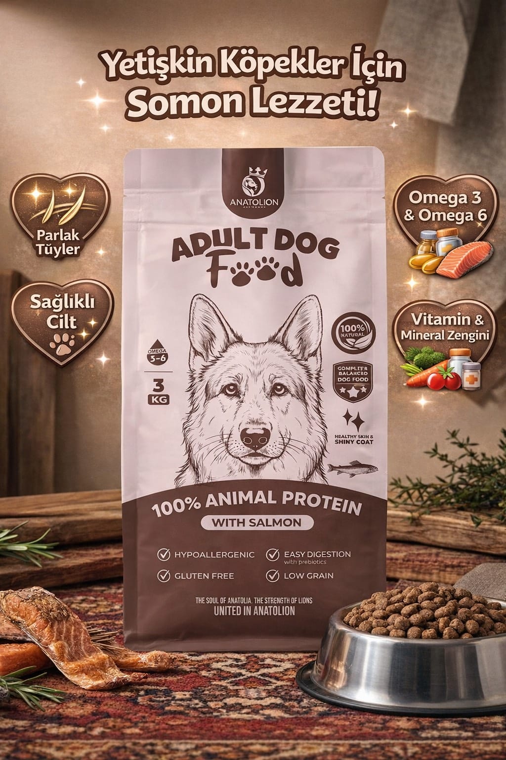 Anatolion Somonlu Premium Yetişkin Köpek Maması 3 Kg - Görsel 8