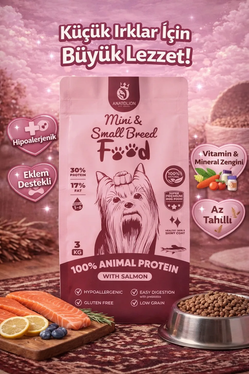 Anatolion Mini Küçük Irk Somonlu Eklem Destekli Super Premium Köpek Maması 18 Kg (6x3) - Görsel 8