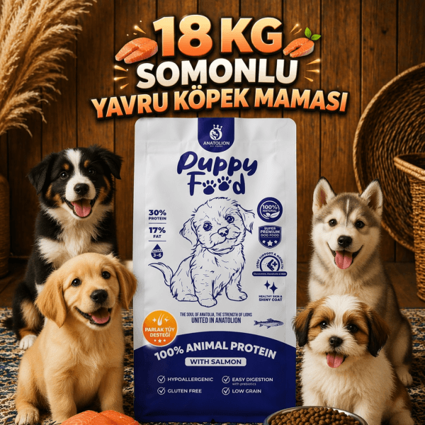 Anatolion Yavru Eklem Destekli Somonlu Super Premium Puppy Köpek Maması 18 Kg (6x3)