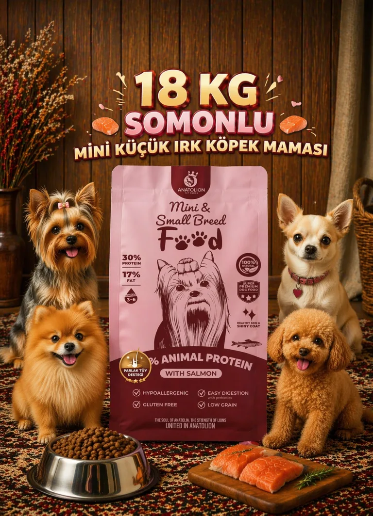 Anatolion Mini Küçük Irk Somonlu Eklem Destekli Super Premium Köpek Maması 18 Kg (6x3)