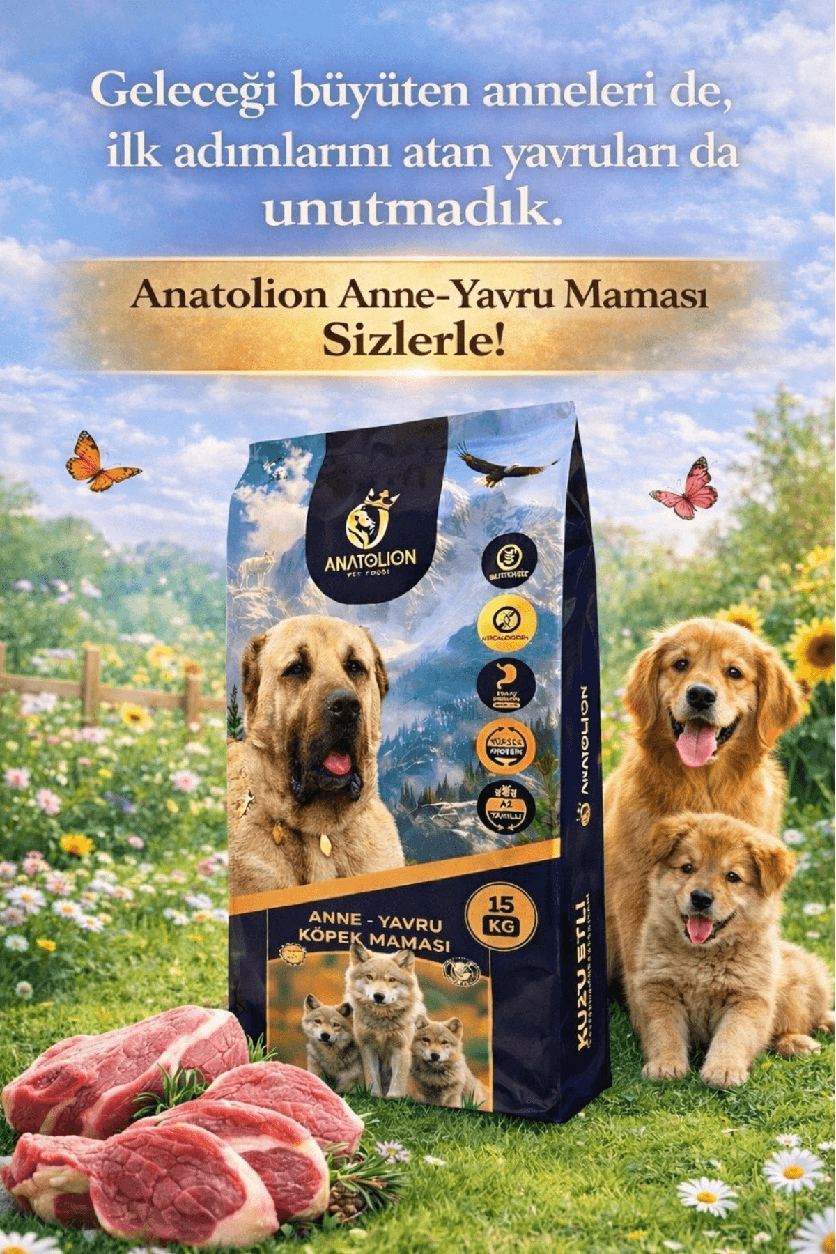 Anatolion Anne - Yavru Kuzu Etli Köpek Maması 15 Kg