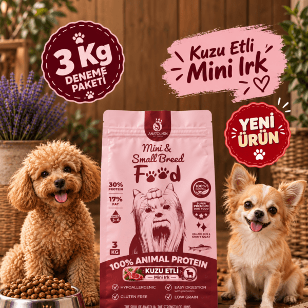 Anatolion Mini Küçük Irk Kuzu Etli Eklem Destekli Super Premium Köpek Maması 3 Kg