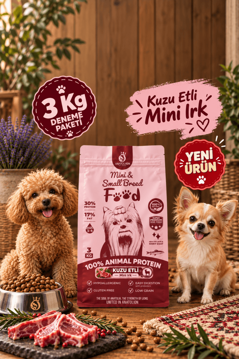 Anatolion Mini Küçük Irk Kuzu Etli Eklem Destekli Super Premium Köpek Maması 3 Kg