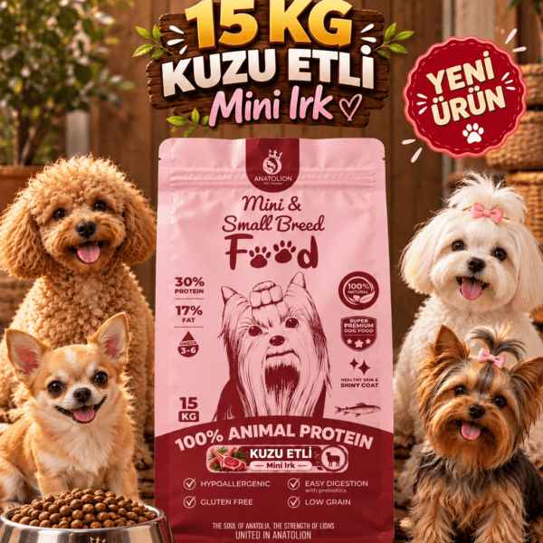 Anatolion Mini Küçük Irk Kuzu Etli Eklem Destekli Super Premium Köpek Maması 15 Kg
