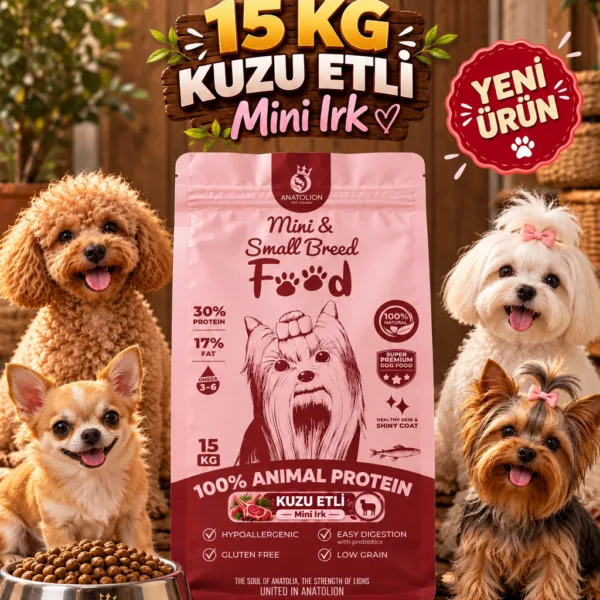 Anatolion Mini Küçük Irk Kuzu Etli Eklem Destekli Super Premium Köpek Maması 15 Kg